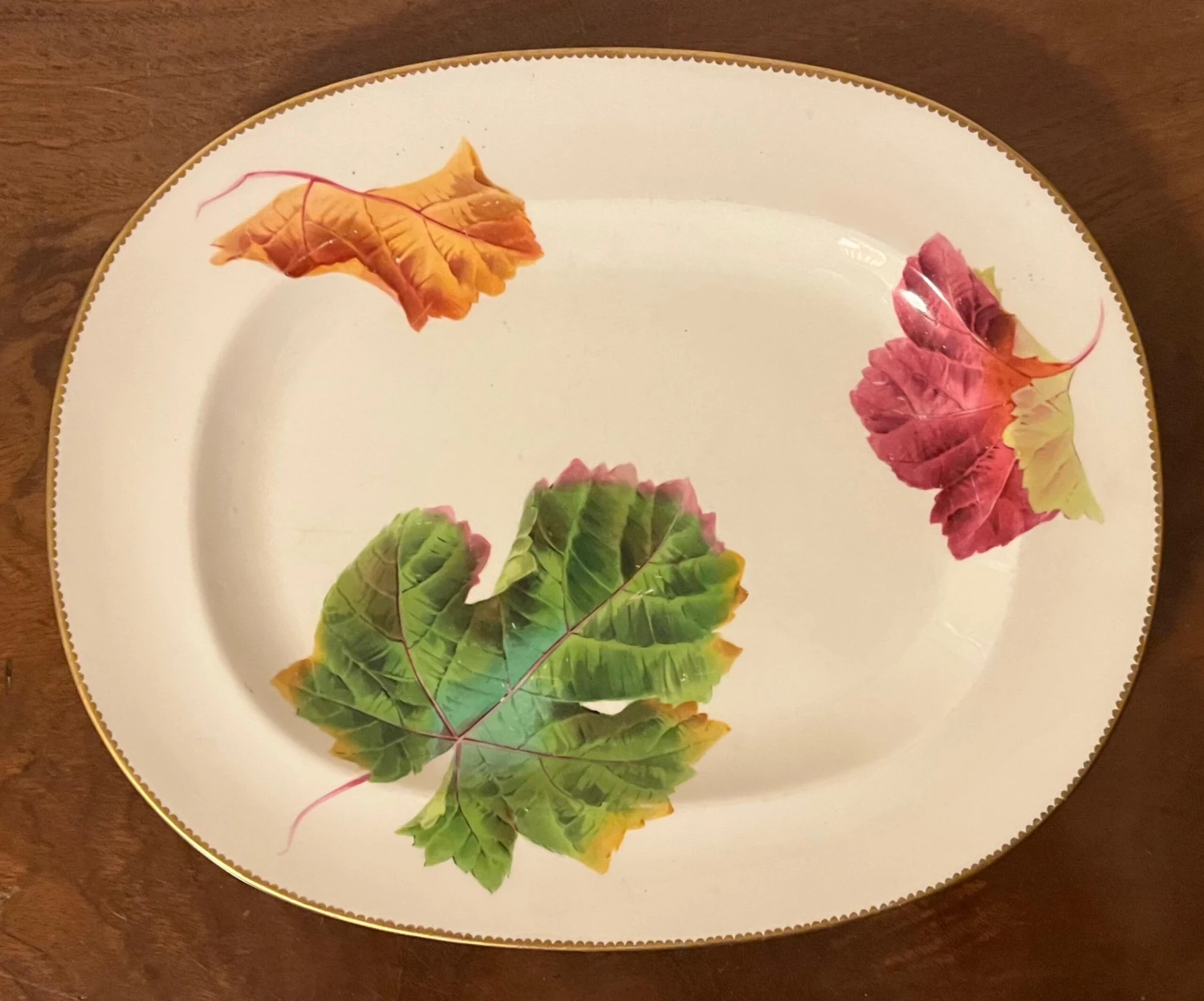 Antique 19th Century Wedgwood Shadow Leaf Porcelain Platter 4 Antique 19th Century Wedgwood Shadow Leaf Porcelain Platter - Image 2