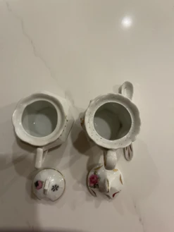 Antique Bavarian Sugar Or Salt Bowls & Spoon- 3 Pieces -Lenox Shop antique bavarian sugar or salt bowls and spoon 3 pieces 0493