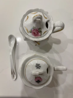 Antique Bavarian Sugar Or Salt Bowls & Spoon- 3 Pieces -Lenox Shop antique bavarian sugar or salt bowls and spoon 3 pieces 2193