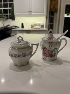 Antique Bavarian Sugar Or Salt Bowls & Spoon- 3 Pieces -Lenox Shop antique bavarian sugar or salt bowls and spoon 3 pieces 4152