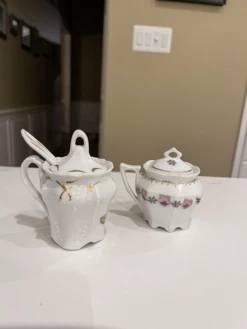 Antique Bavarian Sugar Or Salt Bowls & Spoon- 3 Pieces -Lenox Shop antique bavarian sugar or salt bowls and spoon 3 pieces 7522