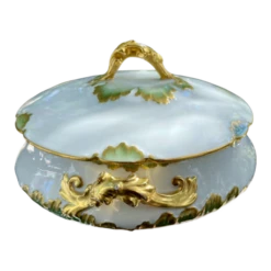 Antique Ch Field Haviland Porcelain Round Covered Vegetable Server