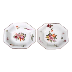 Antique Chelsea Porcelain Dishes Painted With Vegetables