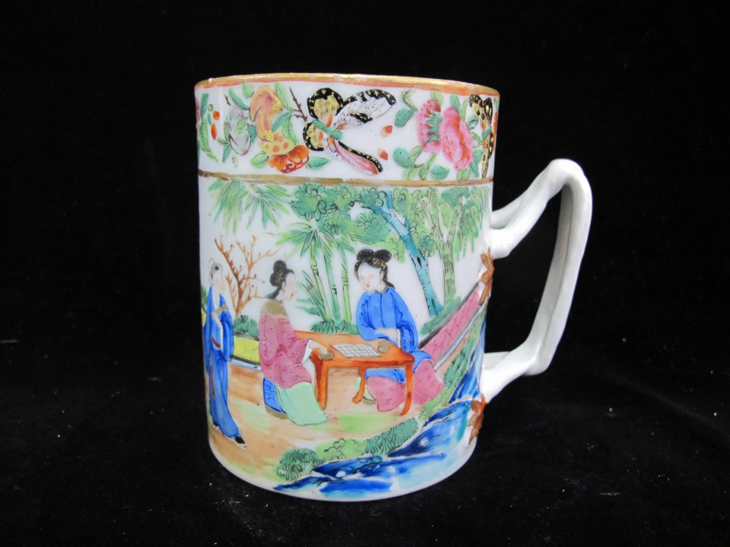 Antique Chinese Famille Rose Finely Hand Painted Tankard Mug 4 Antique Chinese Famille Rose Finely Hand Painted Tankard Mug - Image 2