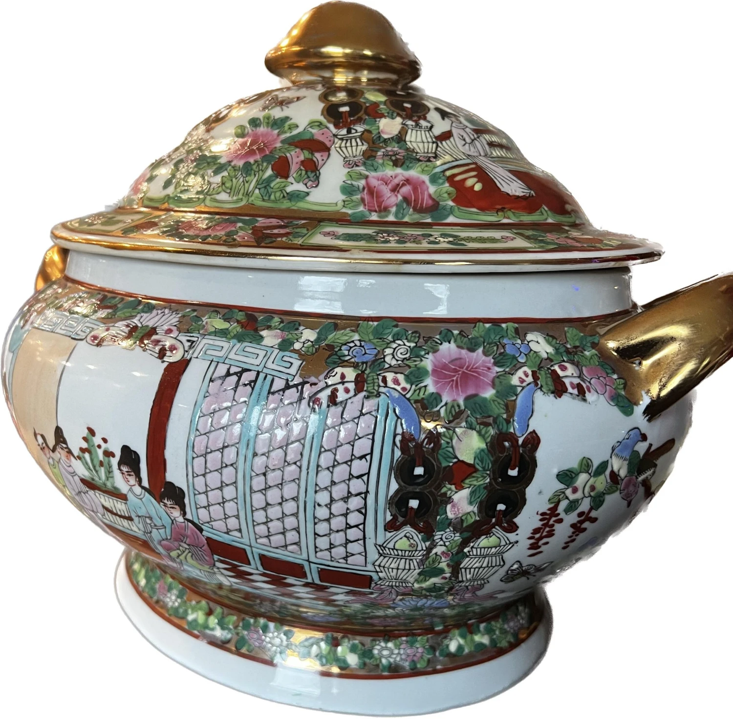 Antique Chinese Rose Medallion Tureen 5 Antique Chinese Rose Medallion Tureen - Image 3