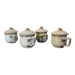 Antique Early 19th Century Chinese Export Porcelain Pot De Creme Or Syllabub Cups- Set Of 4