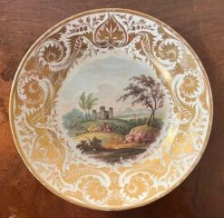 Antique Early 19th Century Derby Porcelain Landscape Plate Titled "In Devonshire" -Lenox Shop antique early 19th century derby porcelain landscape plate titled in devonshire 8892