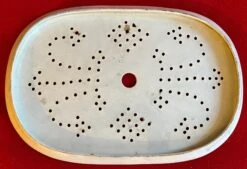 Antique Early 19th Century English Staffordshire Pearlware Blue & White Transfer Ware Mazarin Strainer For A Platter With Chinese Decoration -Lenox Shop antique early 19th century english staffordshire pearlware blue and white transfer ware mazarin strainer for a platter with chinese decoration 1884