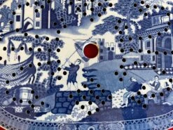 Antique Early 19th Century English Staffordshire Pearlware Blue & White Transfer Ware Mazarin Strainer For A Platter With Chinese Decoration -Lenox Shop antique early 19th century english staffordshire pearlware blue and white transfer ware mazarin strainer for a platter with chinese decoration 3823