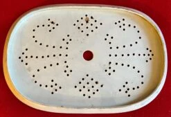 Antique Early 19th Century English Staffordshire Pearlware Blue & White Transfer Ware Mazarin Strainer For A Platter With Chinese Decoration -Lenox Shop antique early 19th century english staffordshire pearlware blue and white transfer ware mazarin strainer for a platter with chinese decoration 5397