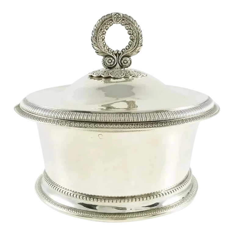 Antique French Silver 18th C Butter Dish Or Butter Tub, Vermeil Gilt Interior 3 Antique French Silver 18th C Butter Dish Or Butter Tub, Vermeil Gilt Interior