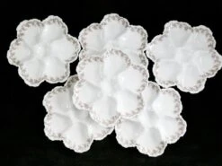 Antique French White Porcelain Oyster Plates, Limoges, France, 1930s, Set Of 6 -Lenox Shop antique french white porcelain oyster plates limoges france 1930s set of 6 0034