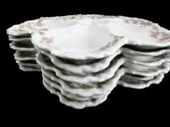 Antique French White Porcelain Oyster Plates, Limoges, France, 1930s, Set Of 6 -Lenox Shop antique french white porcelain oyster plates limoges france 1930s set of 6 3727