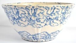 Antique Large 19th-Century Blue And White Spongeware Bowl -Lenox Shop antique large 19th century blue and white spongeware bowl 1079
