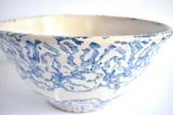 Antique Large 19th-Century Blue And White Spongeware Bowl -Lenox Shop antique large 19th century blue and white spongeware bowl 3960