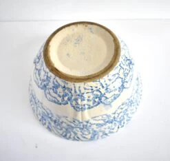 Antique Large 19th-Century Blue And White Spongeware Bowl -Lenox Shop antique large 19th century blue and white spongeware bowl 6681