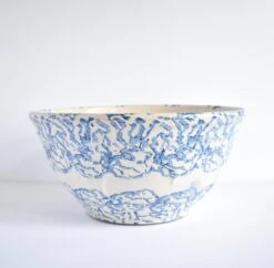 Antique Large 19th-Century Blue And White Spongeware Bowl -Lenox Shop antique large 19th century blue and white spongeware bowl 7029