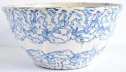 Antique Large 19th-Century Blue And White Spongeware Bowl -Lenox Shop antique large 19th century blue and white spongeware bowl 9275