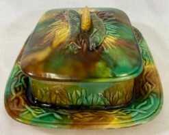 Antique Majolica Covered Sardine Box /Serving Dish Made In England - Circa 19th Century -Lenox Shop antique majolica covered sardine box serving dish made in england circa 19th century 1058