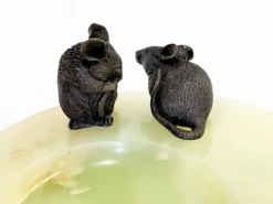 Antique Onyx Dish With Bronze Rat Figures -Lenox Shop antique onyx dish with bronze rat figures 0830