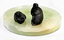 Antique Onyx Dish With Bronze Rat Figures -Lenox Shop antique onyx dish with bronze rat figures 2084