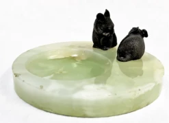 Antique Onyx Dish With Bronze Rat Figures -Lenox Shop antique onyx dish with bronze rat figures 2538
