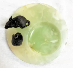Antique Onyx Dish With Bronze Rat Figures -Lenox Shop antique onyx dish with bronze rat figures 8263