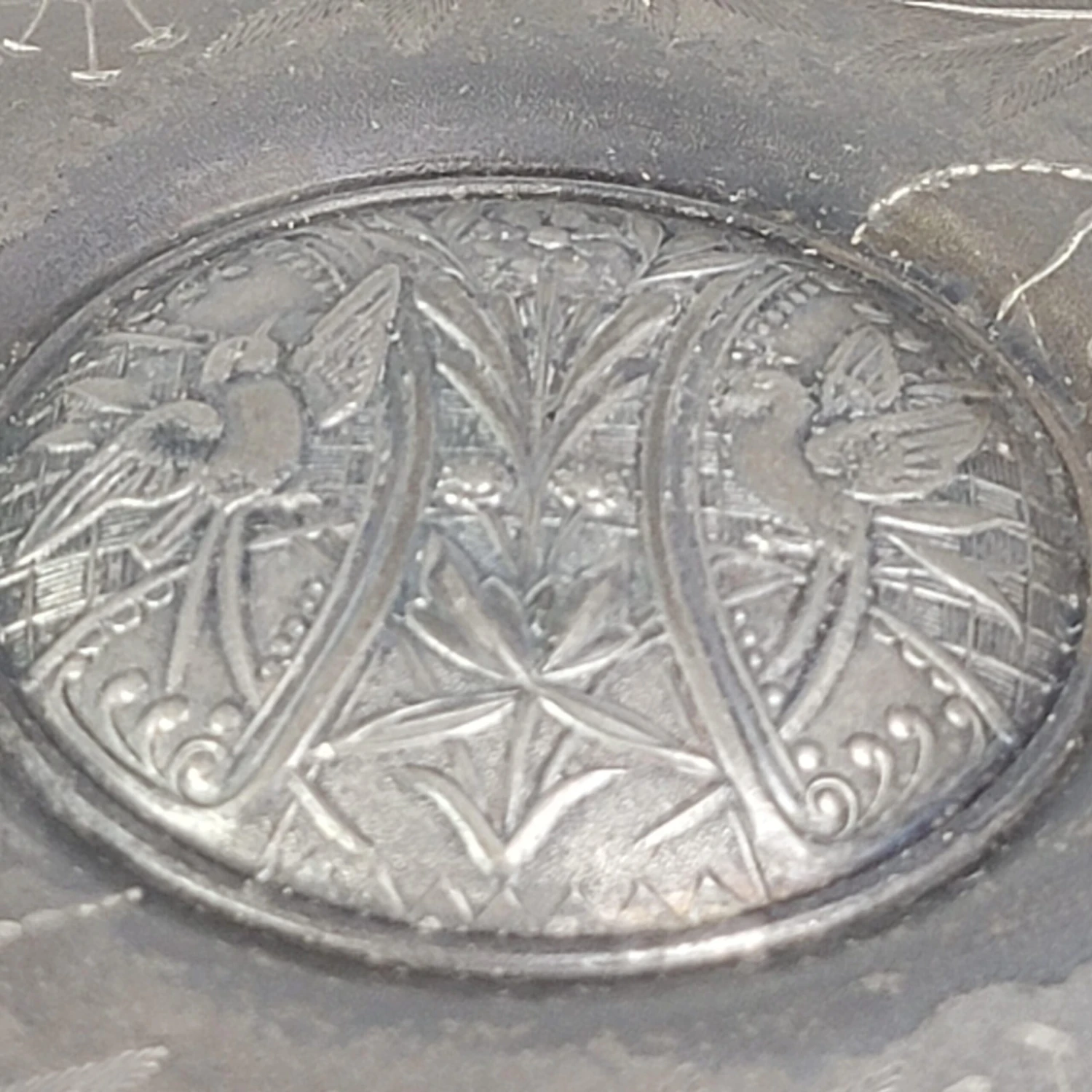 Antique Pairpoint Quadruple Plated Bridal Basket Compote With Etched Birds And Flowers #1223 7 Antique Pairpoint Quadruple Plated Bridal Basket Compote With Etched Birds And Flowers #1223 - Image 5