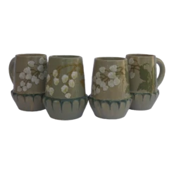 Circa 1900 Art Nouveau Pottery Mugs By Dalpayrat, Set Of 4