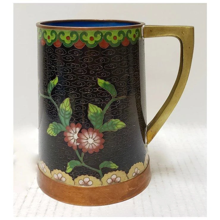 Cloisonne Mug With Yellow Flowers 5 Cloisonne Mug With Yellow Flowers - Image 3