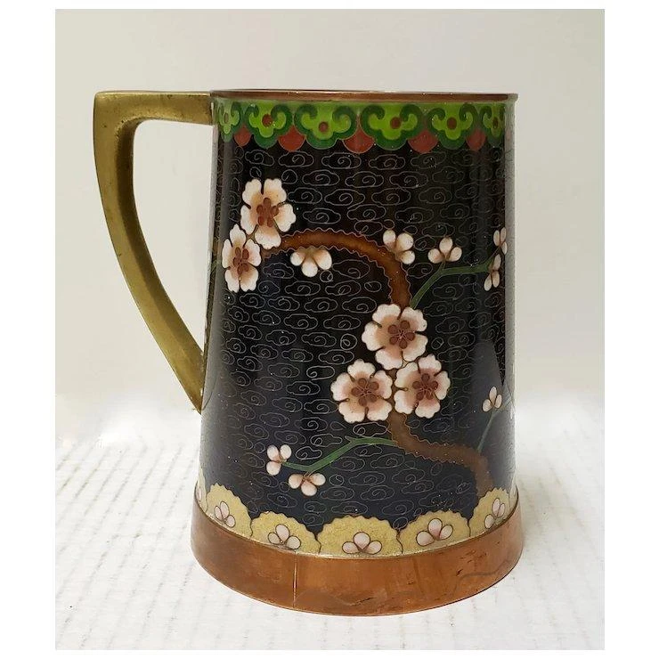 Cloisonne Mug With Yellow Flowers 4 Cloisonne Mug With Yellow Flowers - Image 2