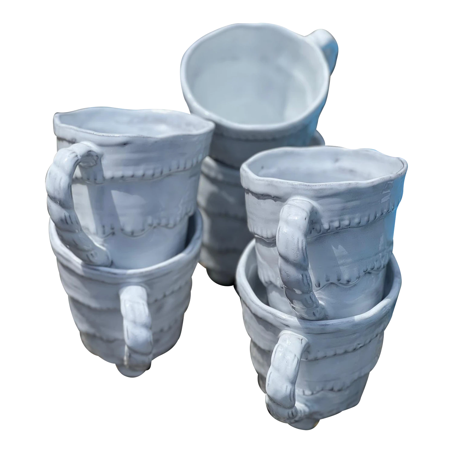 Early 21st Century Vietri "Incanto Mare" Italian Stoneware Mugs - Set Of 6 3 Early 21st Century Vietri "Incanto Mare" Italian Stoneware Mugs - Set Of 6