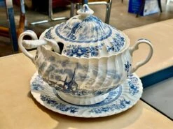 English Blue & White Soup Tureen, Set -Lenox Shop english blue and white soup tureen set 7995