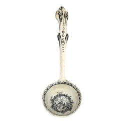 English Staffordshire Ironstone Pottery Black Transferware Serving Ladle