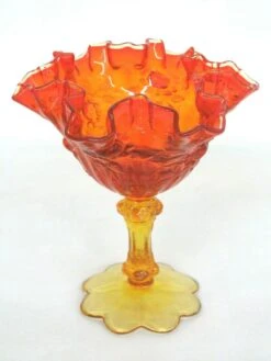Fenton Cabbage Rose Style Amberina Glass Ruffled Compote Candy Dish 14 Fenton Cabbage Rose Style Amberina Glass Ruffled Compote Candy Dish -Lenox Shop fenton cabbage rose style amberina glass ruffled compote candy dish 4393