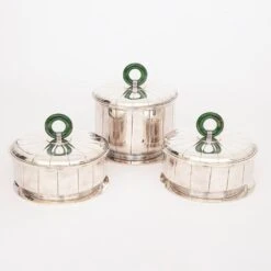 French Art Deco Silver On Bronze Tureens By Jean E Puiforcat, 1920s, Set Of 3 -Lenox Shop french art deco silver on bronze tureens by jean e puiforcat 1920s set of 3 6886