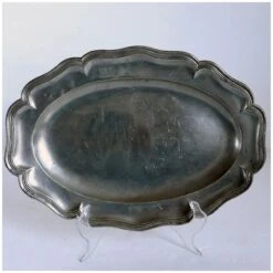 French/swiss C. Peuty Pewter Oval Wavy Edge Multi-reed Platter -Lenox Shop frenchswiss c peuty pewter oval wavy edge multi reed platter 1110