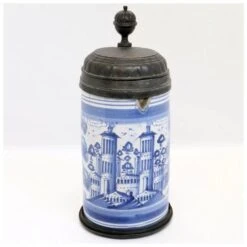 German Bayreuth Faience Pottery Pewter Mounted Blue And White Tankard 16 German Bayreuth Faience Pottery Pewter Mounted Blue And White Tankard -Lenox Shop german bayreuth faience pottery pewter mounted blue and white tankard 2044