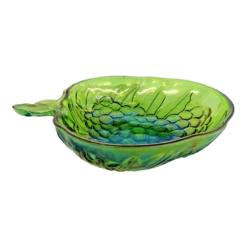 Indiana Carnival Glass Iridescent Green Grape Serving Salad Fruit Bowl