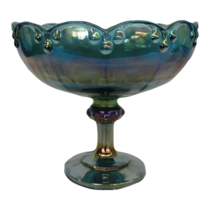 Indiana Garland Teardrop Carnival Glass Iridescent Large Pedestal Compote 3 Indiana Garland Teardrop Carnival Glass Iridescent Large Pedestal Compote