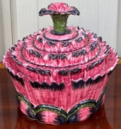 Italian Ceramic Pink And Black Flower Blossom Form Tureen -Lenox Shop italian ceramic pink and black flower blossom form tureen 5074