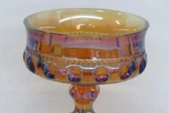 Kings Crown Thumbprint Indiana Carnival Glass Amber Compote Candy Dish -Lenox Shop kings crown thumbprint indiana carnival glass amber compote candy dish 3697