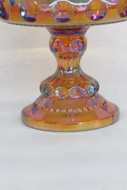 Kings Crown Thumbprint Indiana Carnival Glass Amber Compote Candy Dish -Lenox Shop kings crown thumbprint indiana carnival glass amber compote candy dish 4911