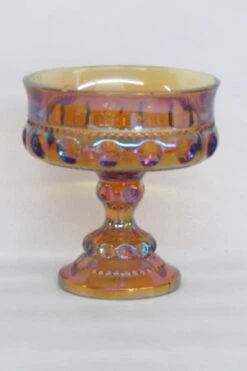 Kings Crown Thumbprint Indiana Carnival Glass Amber Compote Candy Dish -Lenox Shop kings crown thumbprint indiana carnival glass amber compote candy dish 6384