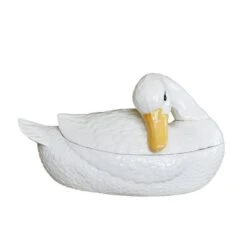 Large Ceramic Cream Painted Covered Duck Tureen With Feather Ladle 15 Large Ceramic Cream Painted Covered Duck Tureen With Feather Ladle -Lenox Shop large ceramic cream painted covered duck tureen with feather ladle 1102