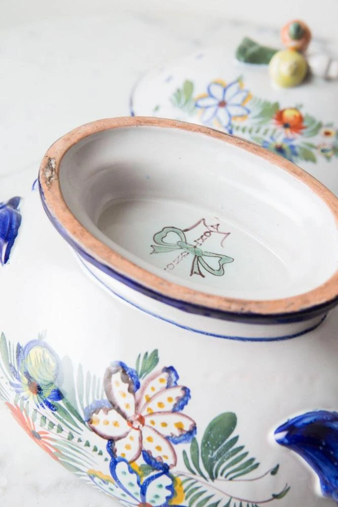 Large Hand Painted Terracotta Tureen By Montagnon, 1900s 7 Large Hand Painted Terracotta Tureen By Montagnon, 1900s - Image 5