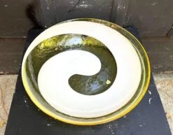 Large Yellow/White Swirl Art Glass Bowl -Lenox Shop large yellowwhite swirl art glass bowl 6363