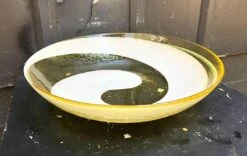 Large Yellow/White Swirl Art Glass Bowl -Lenox Shop large yellowwhite swirl art glass bowl 8575