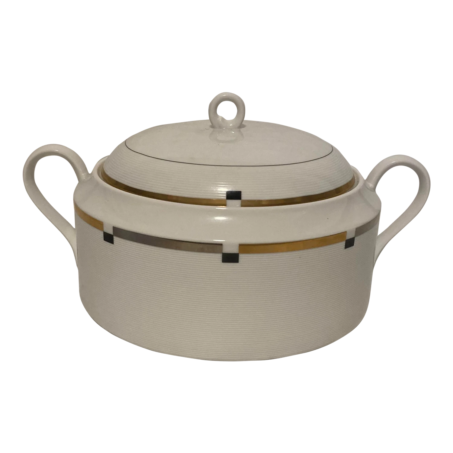 Late 20th Century Mikasa Fine China Midnight Pattern L5545 Bijoux Round Covered Casserole 3 Late 20th Century Mikasa Fine China Midnight Pattern L5545 Bijoux Round Covered Casserole