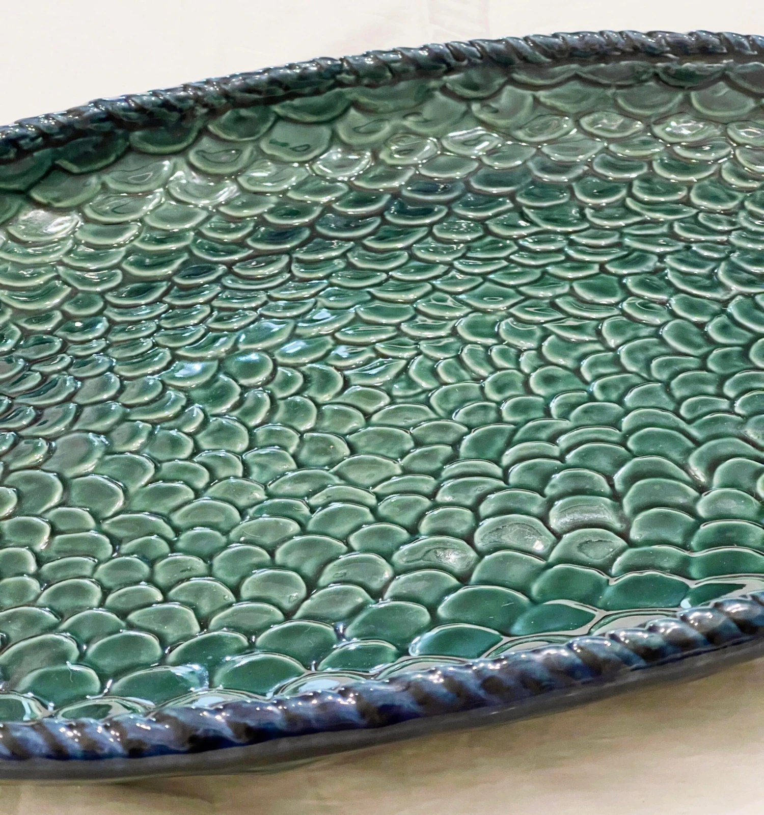 Late 20th Century Verdigris Serving Platter With Scale And Fish Motif 4 Late 20th Century Verdigris Serving Platter With Scale And Fish Motif - Image 2
